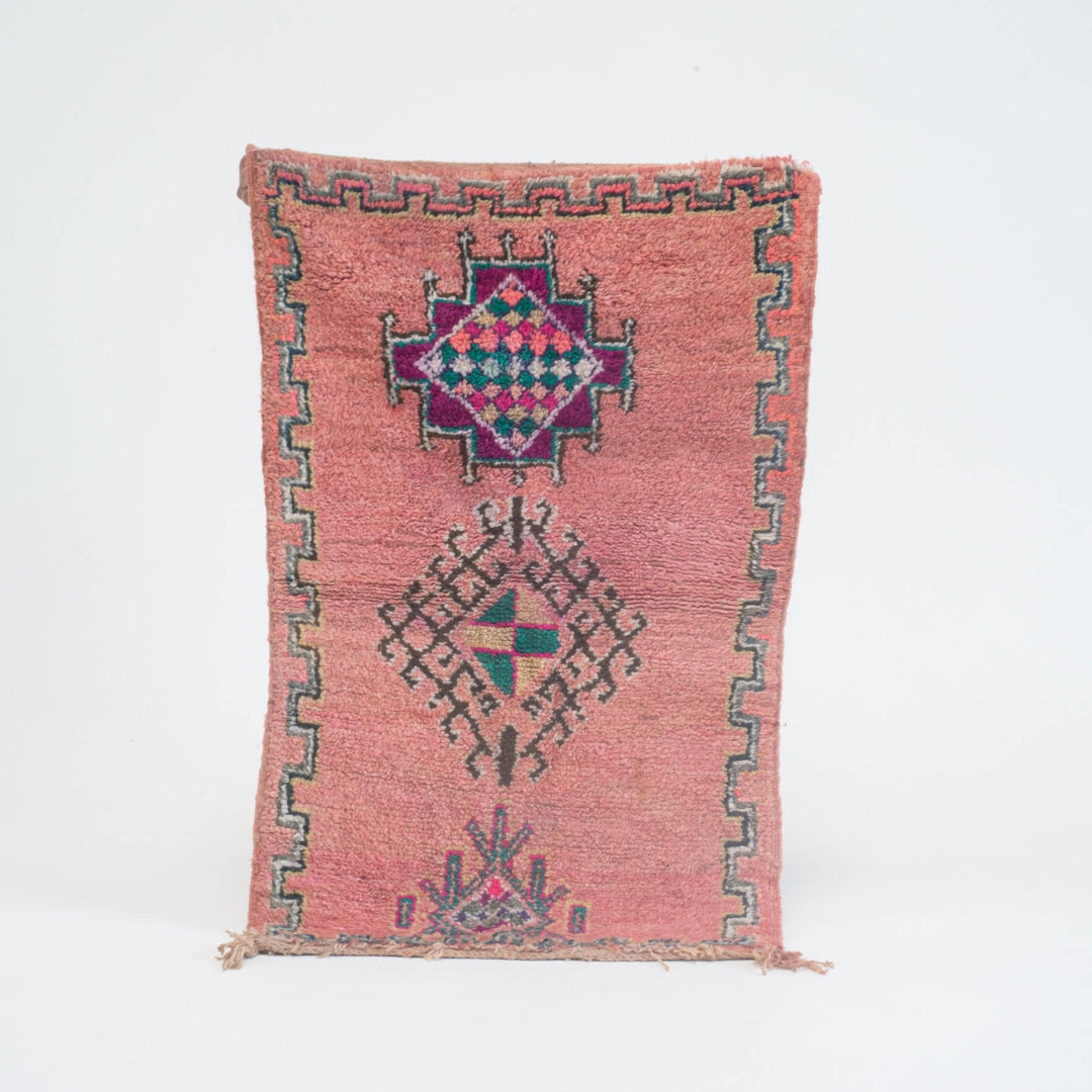 Marokkansk vintage tæppe - håndvævet i uld - Rim tæppet