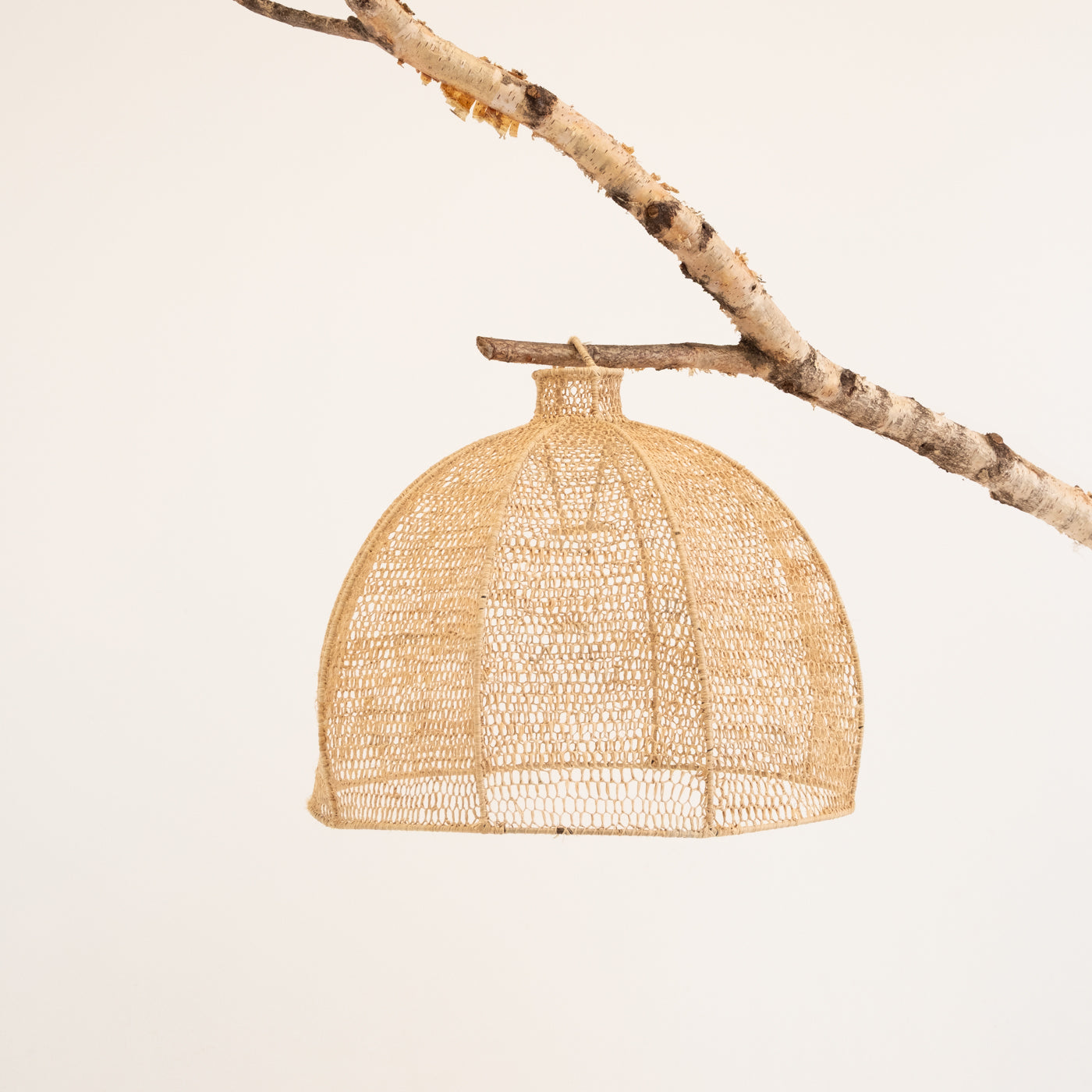 Marokkansk håndlavet lampe i raffia - halvrund 60x40